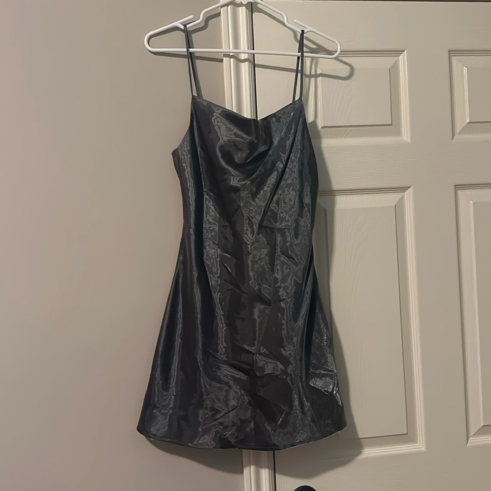 Vintage Re:Named Silver Metallic Slip On Dress Spaghetti Strap Dress Tank Top S